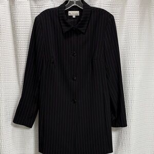 Elliott Lauren Black/Purple Pinstripe Blazer SZ 14 long line lady jacket work